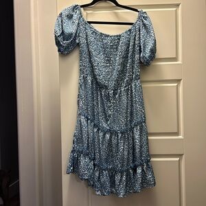 Hazel & Olive Blue Cheetah Print Dress